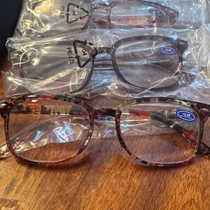 Colorful Square Reading Glasses 5pc box with individual pouch